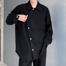 Load image into Gallery viewer, Slanted Placket Design Lapel Long-sleeved Shirt
