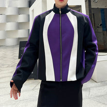 Load image into Gallery viewer, Colorblock Stand Collar Jacket
