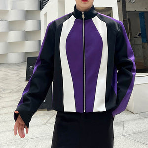 Colorblock Stand Collar Jacket