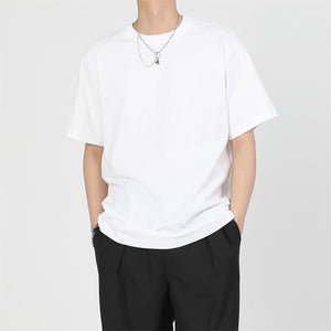 Simple Solid Color Cotton Slim Fit Short Sleeve T-Shirt