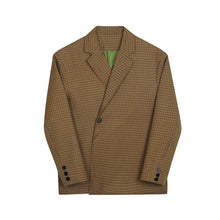 Load image into Gallery viewer, Retro Khaki Check Simple Blazer And Pant Set
