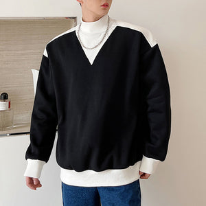 Contrasting Color Turtleneck Sweatshirt
