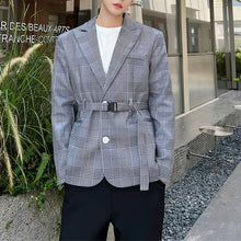 Load image into Gallery viewer, Houndstooth Belted Waist Casual Blazer
