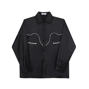 Contrast Color Hemming Long Sleeve Shirt