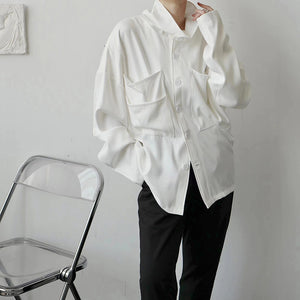Vintage Turtleneck Big Pocket Loose Shirt