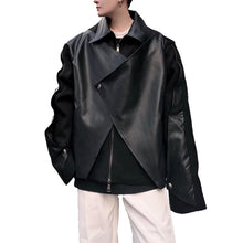 Load image into Gallery viewer, Irregular Wool and Leather Panel Jacket
