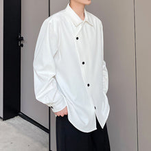 Load image into Gallery viewer, Slanted Placket Design Lapel Long-sleeved Shirt
