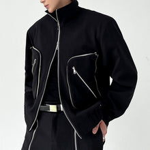 Load image into Gallery viewer, Turtleneck Double Zip Pocket Jacket

