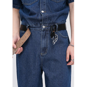 Summer Short Sleeve Denim Jumpsuit