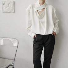 Load image into Gallery viewer, Solid Color Stand Collar Cutout Long Sleeve Shirt
