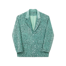 Load image into Gallery viewer, Sequined V-neck Shoulder Padded Lapel Blazer
