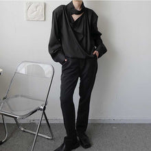 Load image into Gallery viewer, Solid Color Stand Collar Cutout Long Sleeve Shirt
