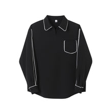 Load image into Gallery viewer, Contrast Covered Pullover Lapel Long Sleeve Shirt
