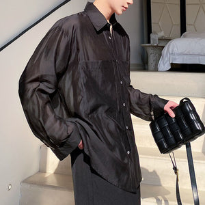 Sheer Organza Large Pocket Loose Shirt