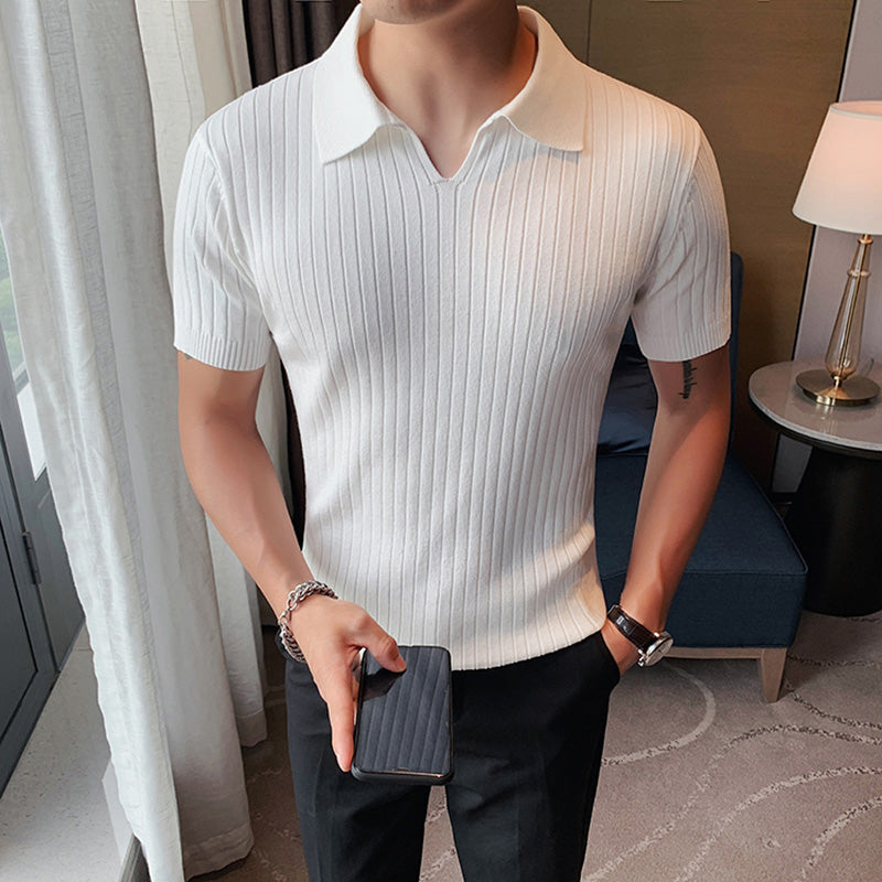 Slim Fit Knit Short Sleeve Polo Shirt – stylesock