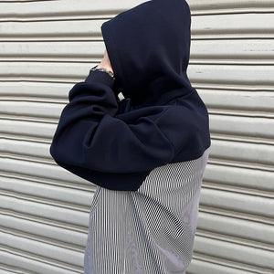 Striped Shirt Patchwork Hooded Jacket