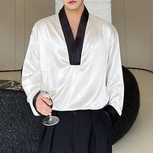 Load image into Gallery viewer, Contrast V-Neck Pullover Shirt
