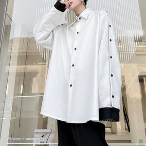 Contrast Panel Button Sleeves Shirt