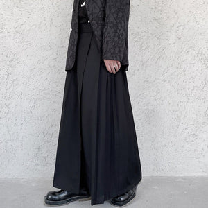 Dark A-Line Pleated Culottes Hakama Pants