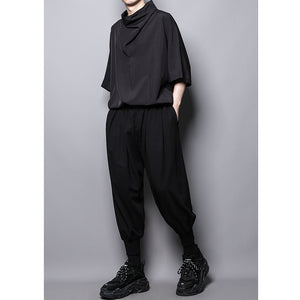 Simple Loose Pile Collar Short Sleeve T-Shirt