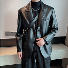 Load image into Gallery viewer, Vintage Pu Leather Suit Jacket

