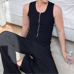 Zipper Embellished Tight Vest