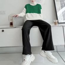Load image into Gallery viewer, Turtleneck Zip Contrast Twist Pullover Sweater
