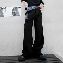 Load image into Gallery viewer, Denim Panel Casual Wide Leg Pants
