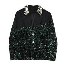 Load image into Gallery viewer, Sequins Multi-button Embellishment Panelled Blazer
