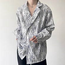 Load image into Gallery viewer, Water Ripple Print Lapel Long-sleeve Shirt
