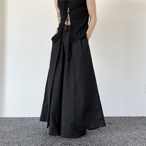 Dark Knight Double Layer Wide-Leg Trousers