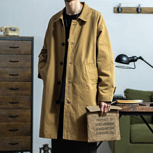 Load image into Gallery viewer, Retro Khaki Long Trench Coat

