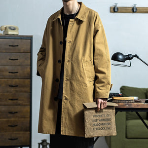 Retro Khaki Long Trench Coat