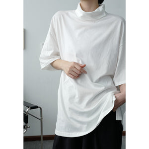 Solid Color Turtleneck Half Sleeve T-Shirt
