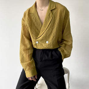 Pleated Lapel Shirt