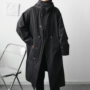 Loose Hooded Single-breasted Trench Coat