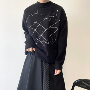 Splash Ink Round Neck Thick Knitted Sweater