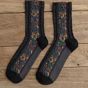 Winter Retro Ethnic Cute Floral Socks