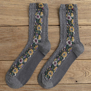 Winter Retro Ethnic Cute Floral Socks