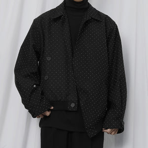 Sticky Bead Asymmetric Cropped Coat