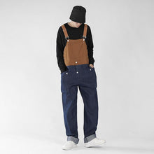 Load image into Gallery viewer, Men&#39;s Loose Straight Denim Stitching Overalls
