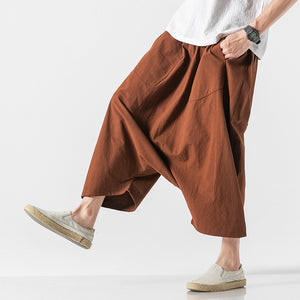 Summer Loose Low-crotch Baggy Cropped Pants