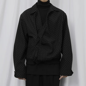 Sticky Bead Asymmetric Cropped Coat