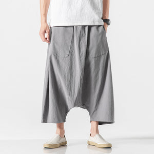 Summer Loose Low-crotch Baggy Cropped Pants