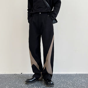Contrast Color Stitching Straight-leg Pants