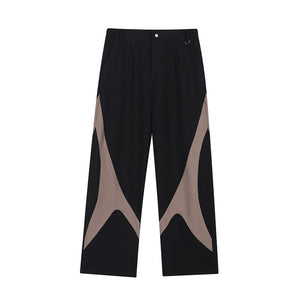 Contrast Color Stitching Straight-leg Pants