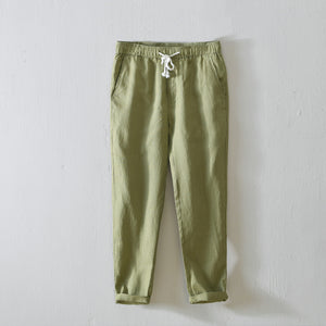 Linen Simple Solid Color Straight Pants
