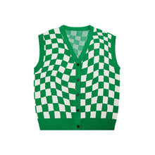 Load image into Gallery viewer, Checkerboard V-Neck Knit Cardigan
