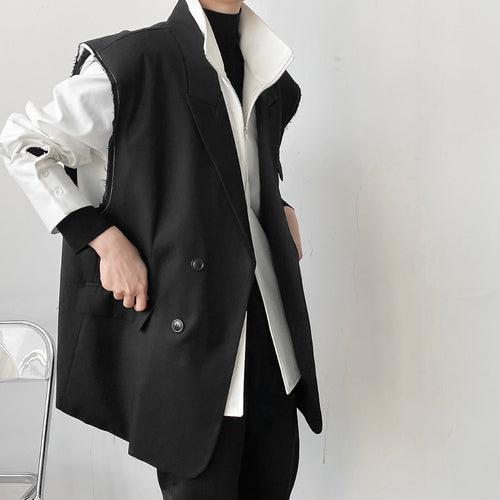 Raw-Edge Deconstructed Suit Vest