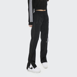 Zipper Strip Straight Casual Pants